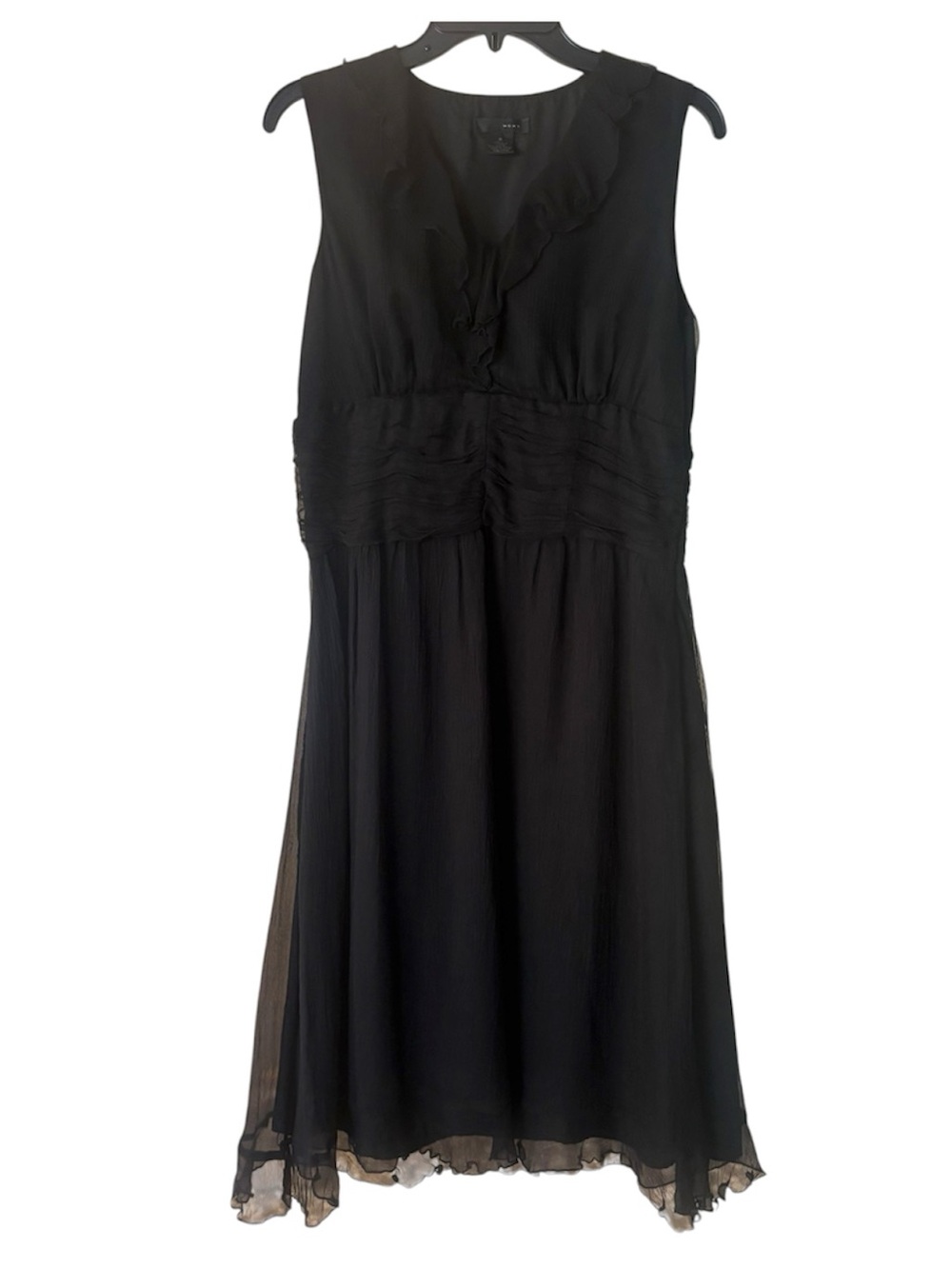 Vtg Y2K WDNY Silk Black Dress Crinkle Chiffon Lined 8 Dark Romantic Whimsigoth